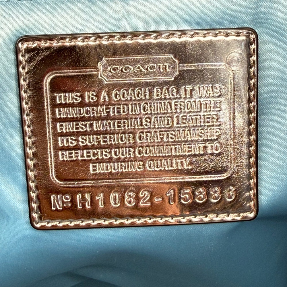Coach Poppy Tartan Plaid Glam Tote Bag Metallic Patent Leather Limited Edition - Picture 8 of 16
